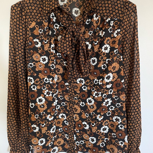 70s inspired floral Michael Kors blouse - Picture 1 of 4